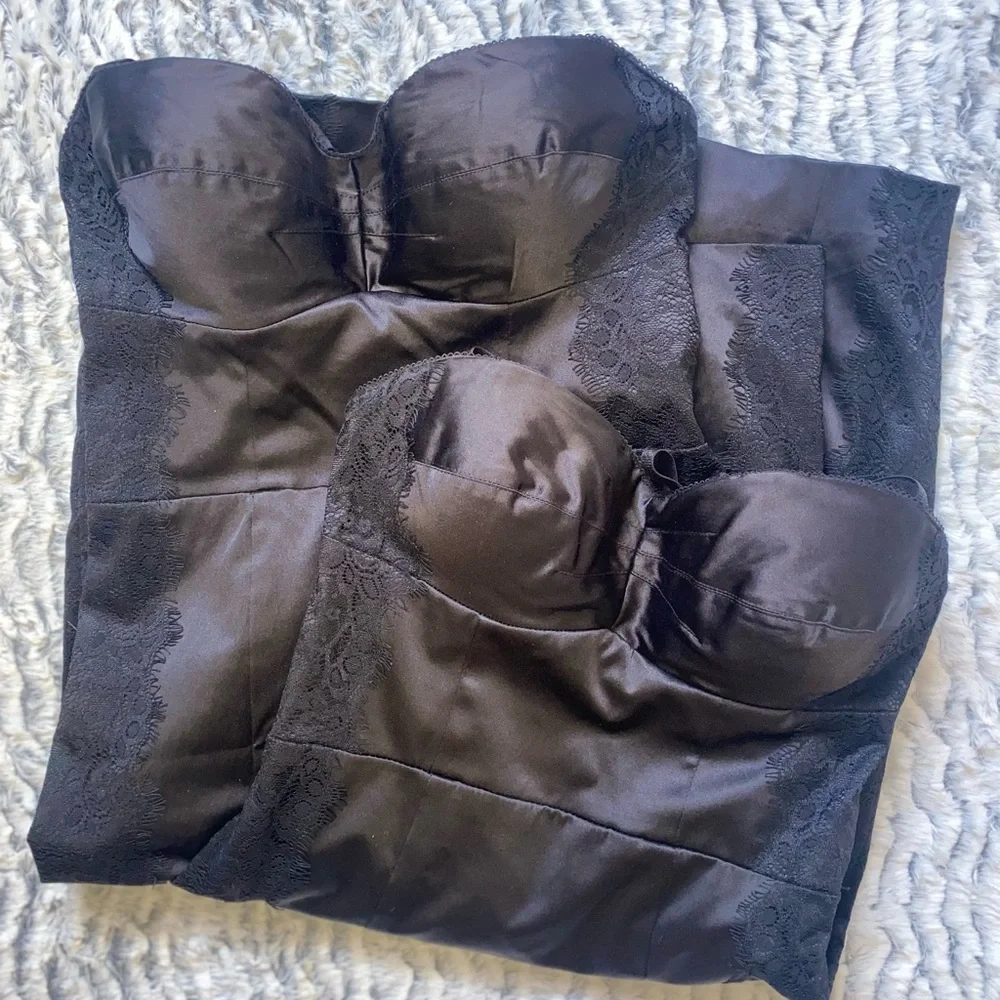 Guess Lexy Dress Sweetheart Neckline Satin Lace Trim Bodycon Sexy Dress 5 - Picture 2 of 15